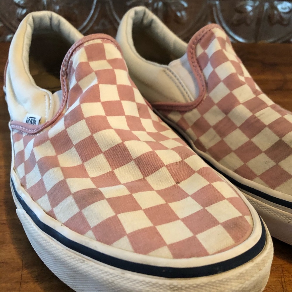 Vans Slip On Checkerboard Skate Shoe (Zephyr Pink)